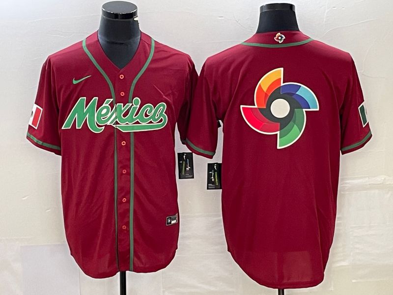 Men 2023 World Cub Mexico Blank Red Nike MLB Jersey4